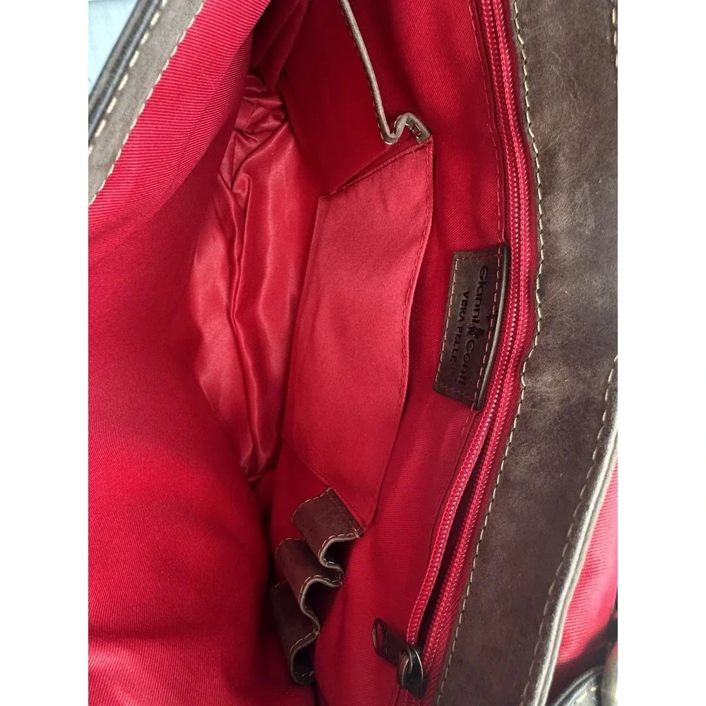 Gianni Conti Italian Leather Messenger Bag, Dark Brown,‎ Fits Devices Up to 12